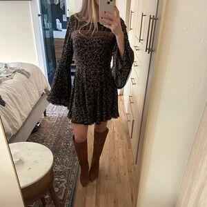 Urban Outfitters Black and Brown Long Sleeve Dress